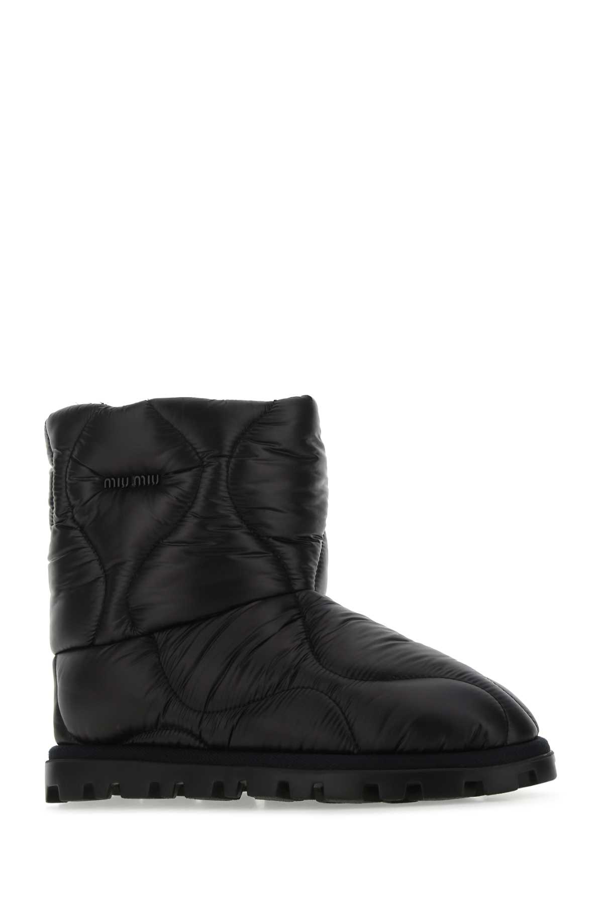Shop Miu Miu Black Nylon Ankle Boots In Nero