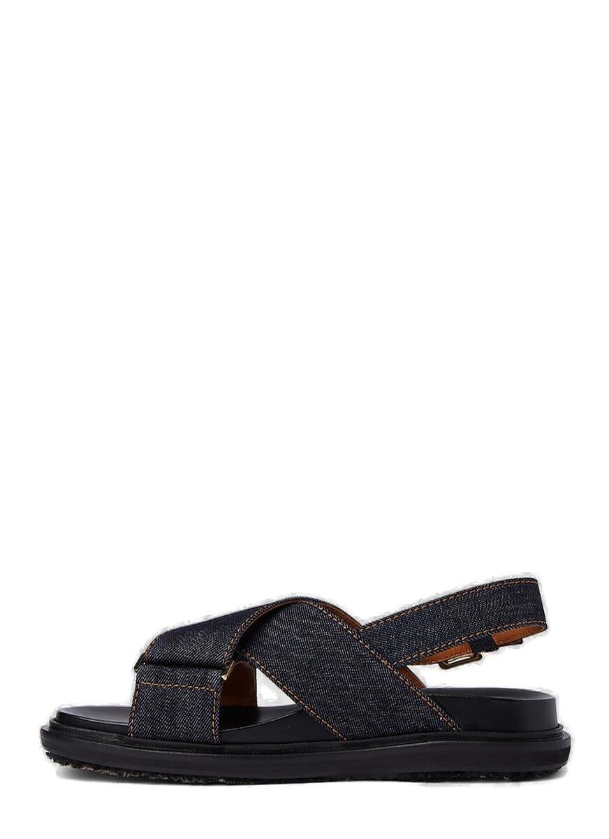 Shop Marni Fussbett Buckle-fastened Sandals  In Denim