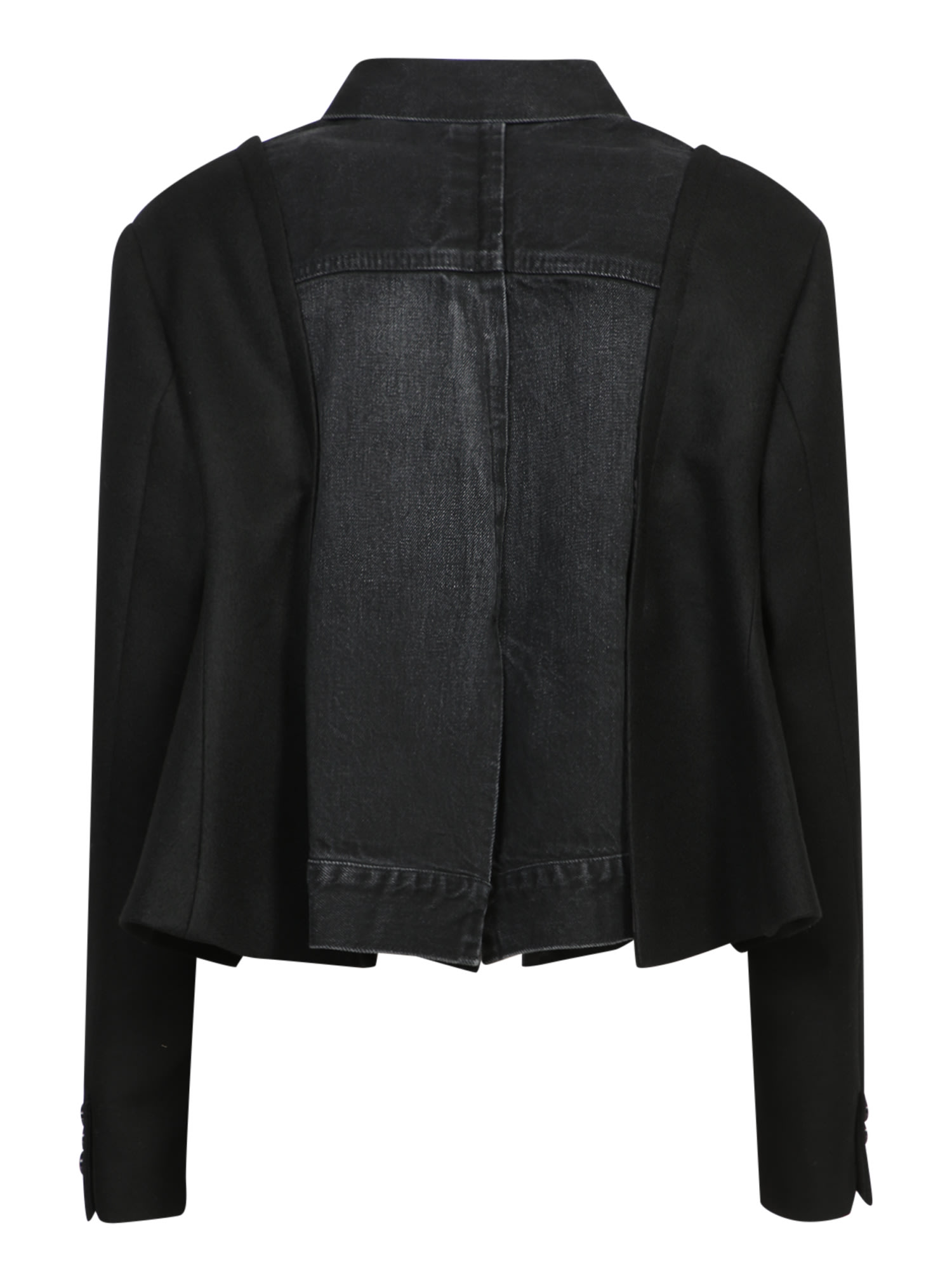 Shop Sacai Black Wool Denim Jacket