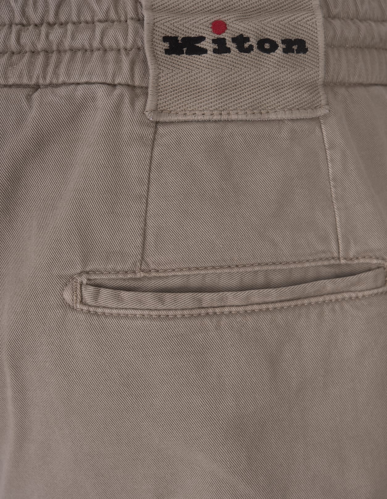 Shop Kiton Taupe Trousers With Elasticised Waistband In Grey