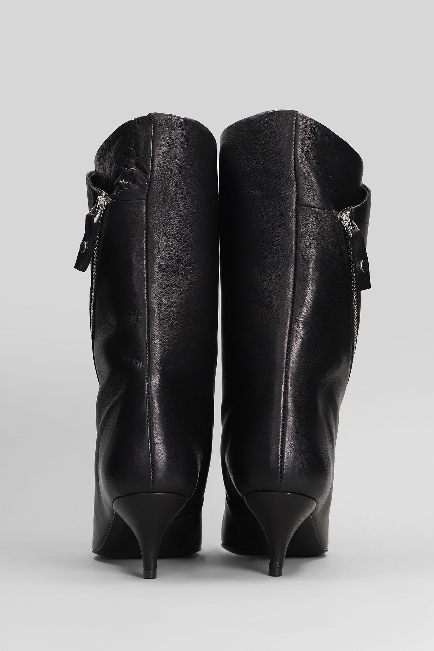 Alchimia High Heels Ankle Boots In Black Leather In Black