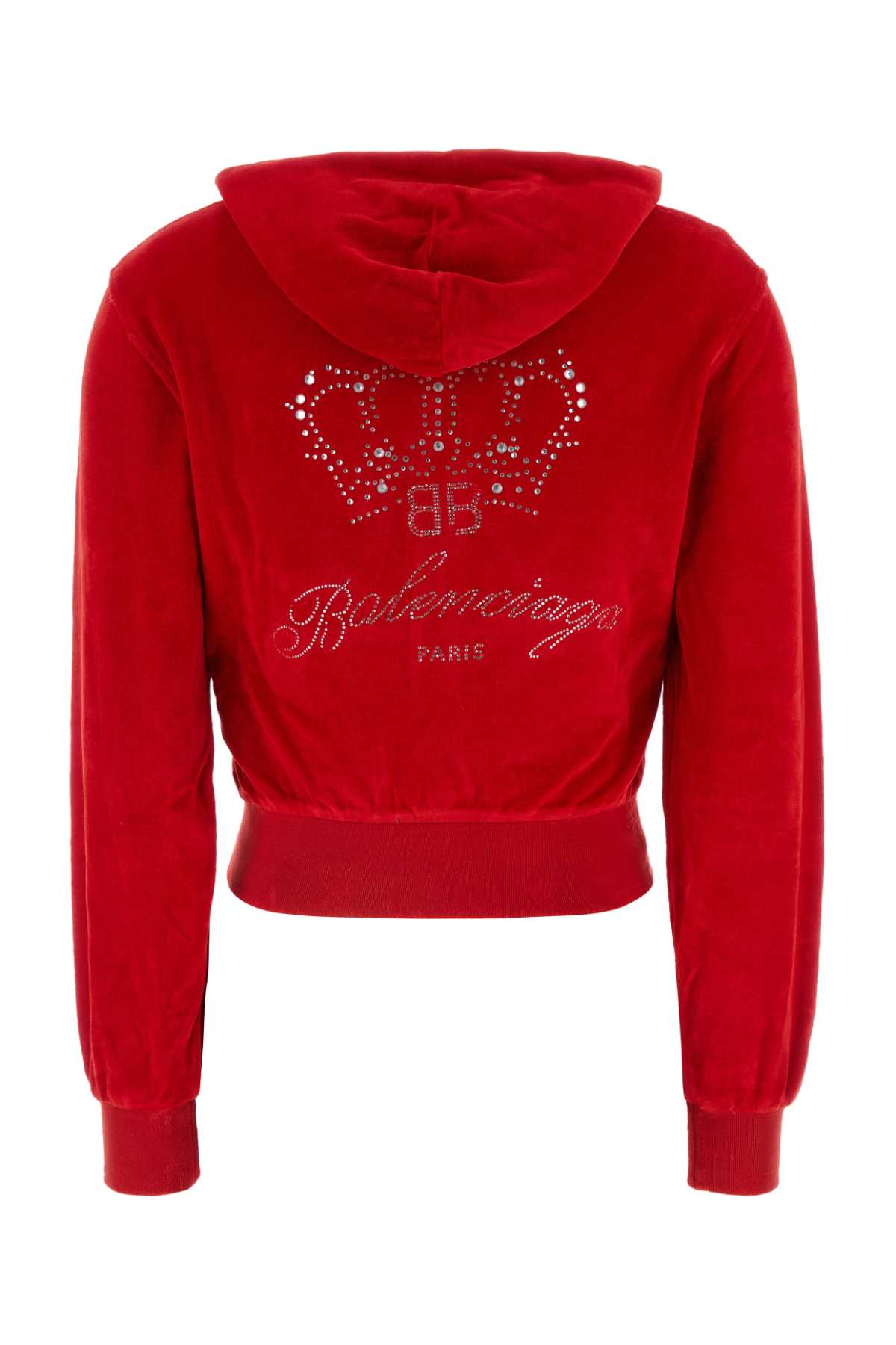 Shop Balenciaga Red Velvet Sweatshirt