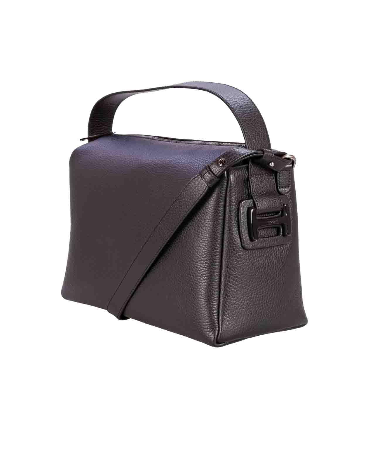 Shop Hogan Black Leather Maxi Camera H Top Handle Bag