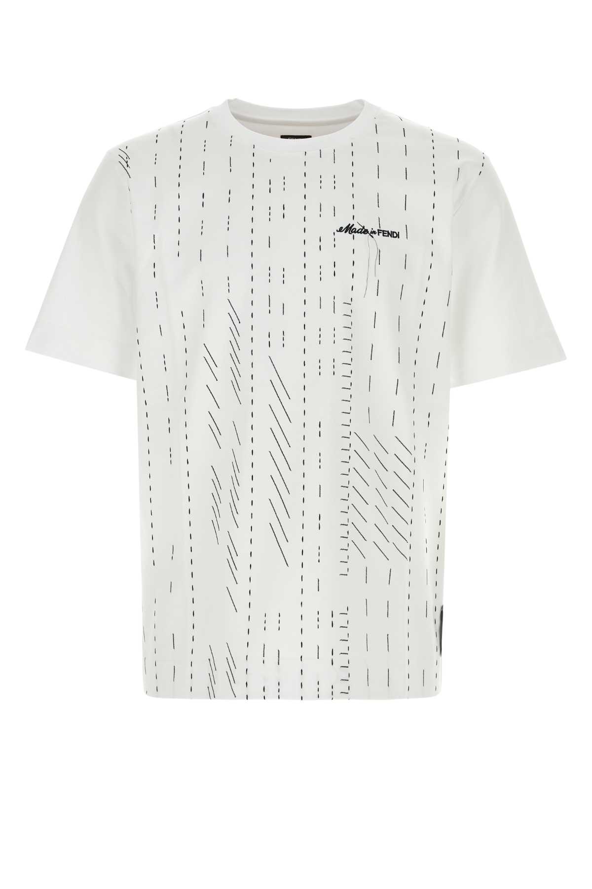 Shop Fendi White Cotton T-shirt In Bianco