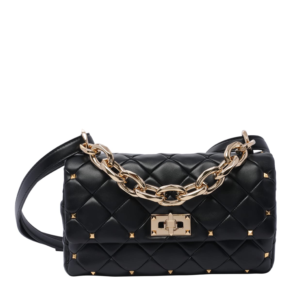 Shop Valentino Small Rockstud Spike Shoulder Bag In Black