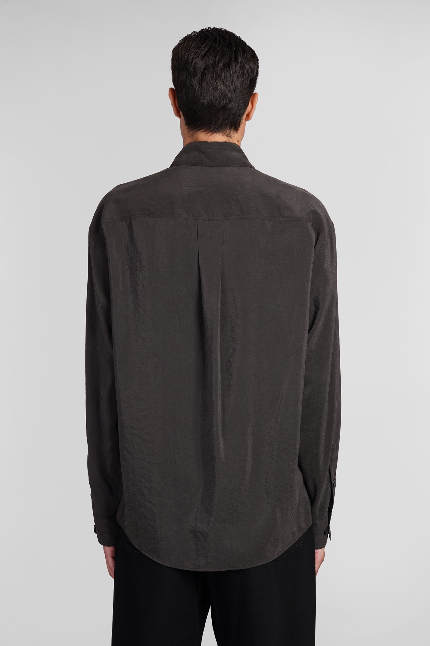 Shop Lemaire Shirt In Brown Silk