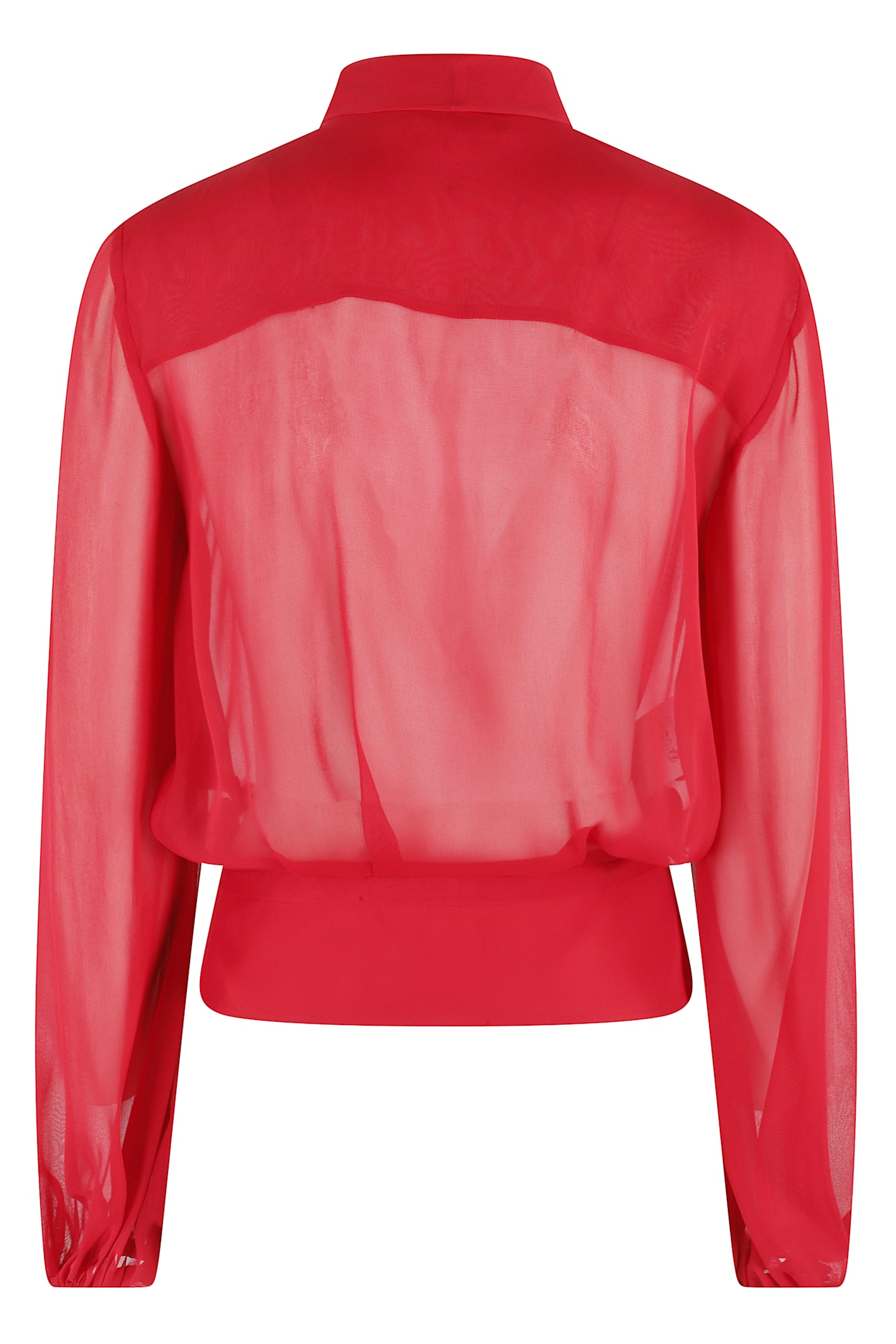 Philosophy Di Lorenzo Serafini Georgette Blouse With Wide Shawl Collar In Rosso