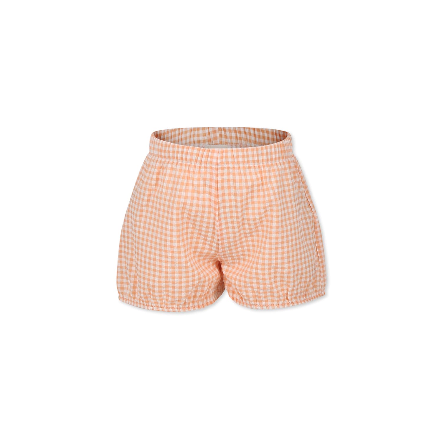 Caffe' D'orzo Orange Short For Girl With Vichy Print In Orange