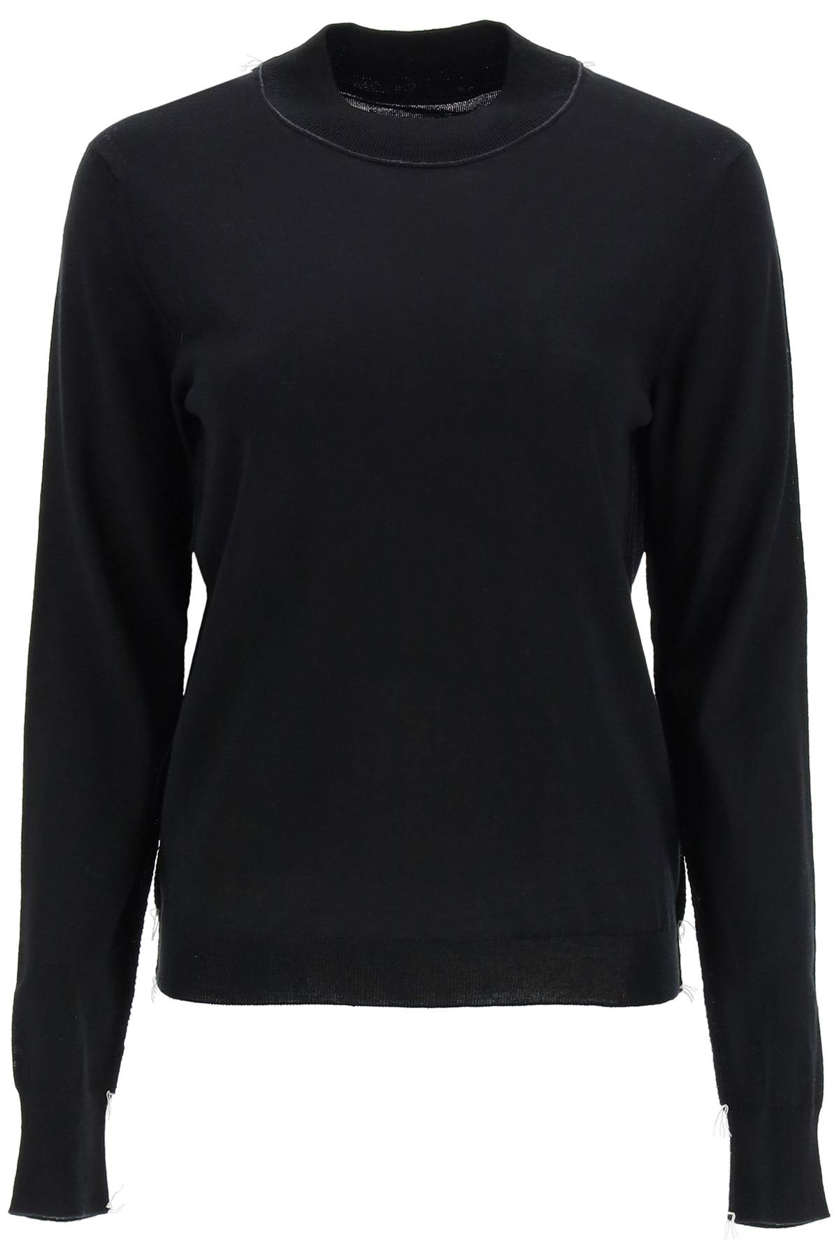 Shop Maison Margiela Wool Sweater With Inside-out Seams In Black