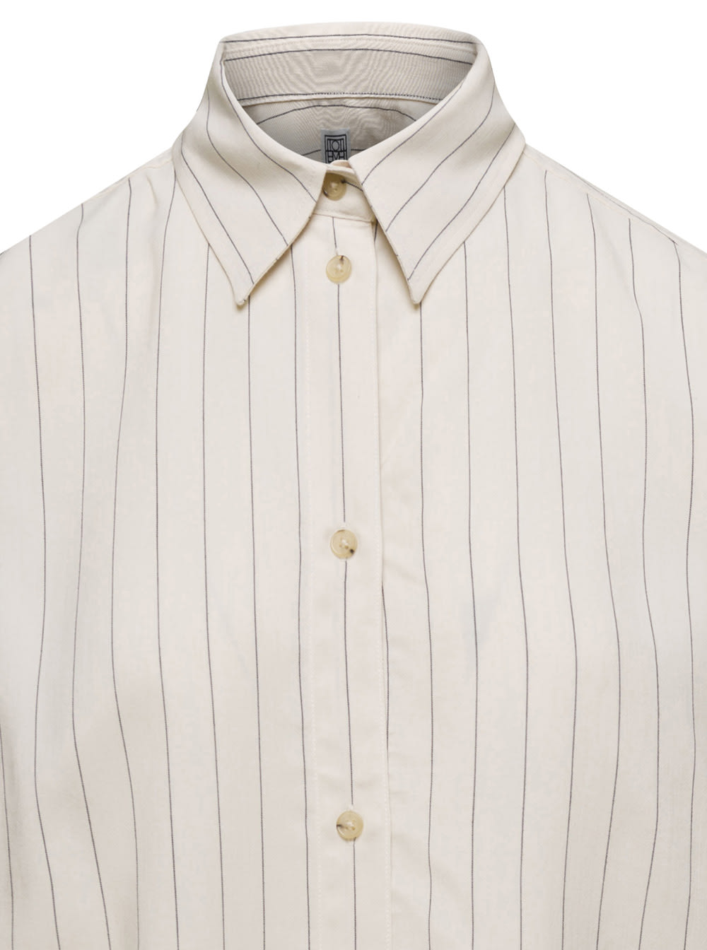 Shop Totême Relaxed Pinstriped Shirt In White/black