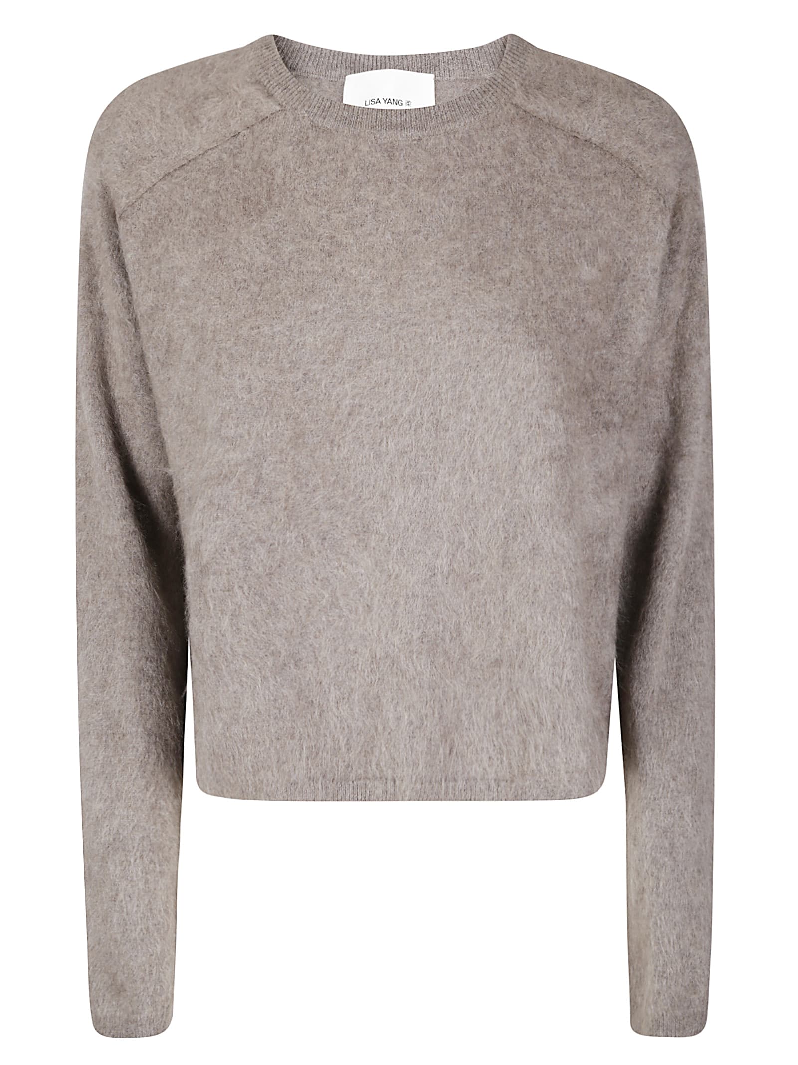 Lisa Yang Cropped Cashmere Sweater With Asymmetric Seams And Round Neckline In Gray