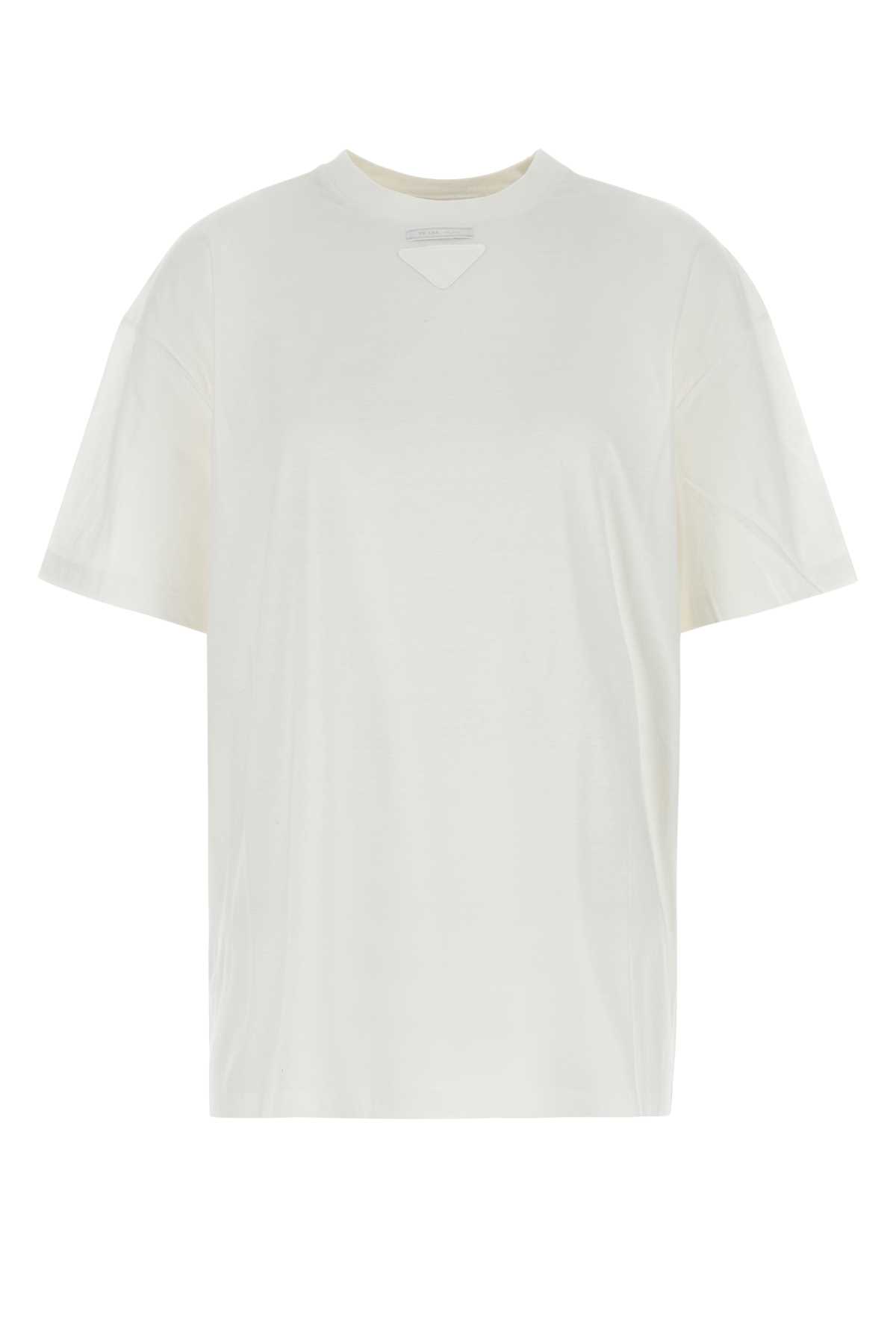 Prada Oversize Crew Neck T-shirt In White