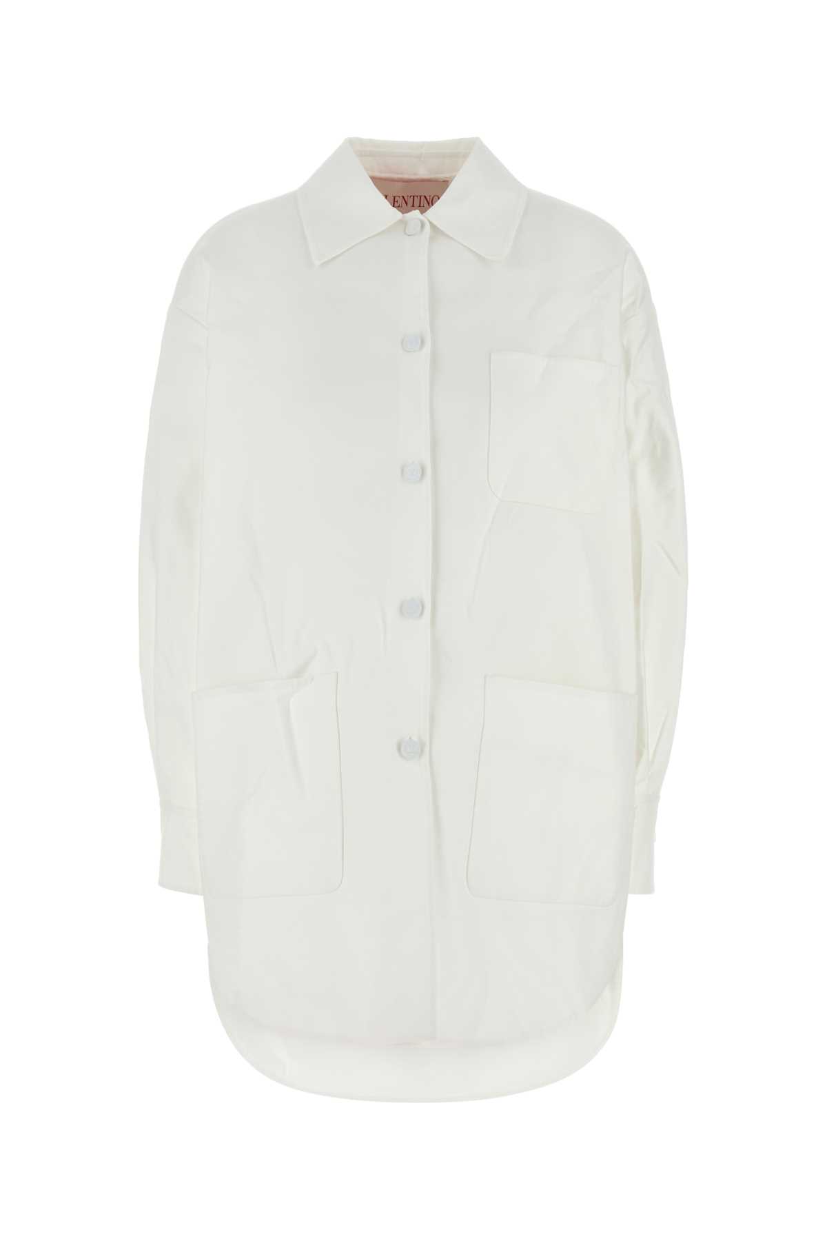 White Cotton Blend Oversize Jacket