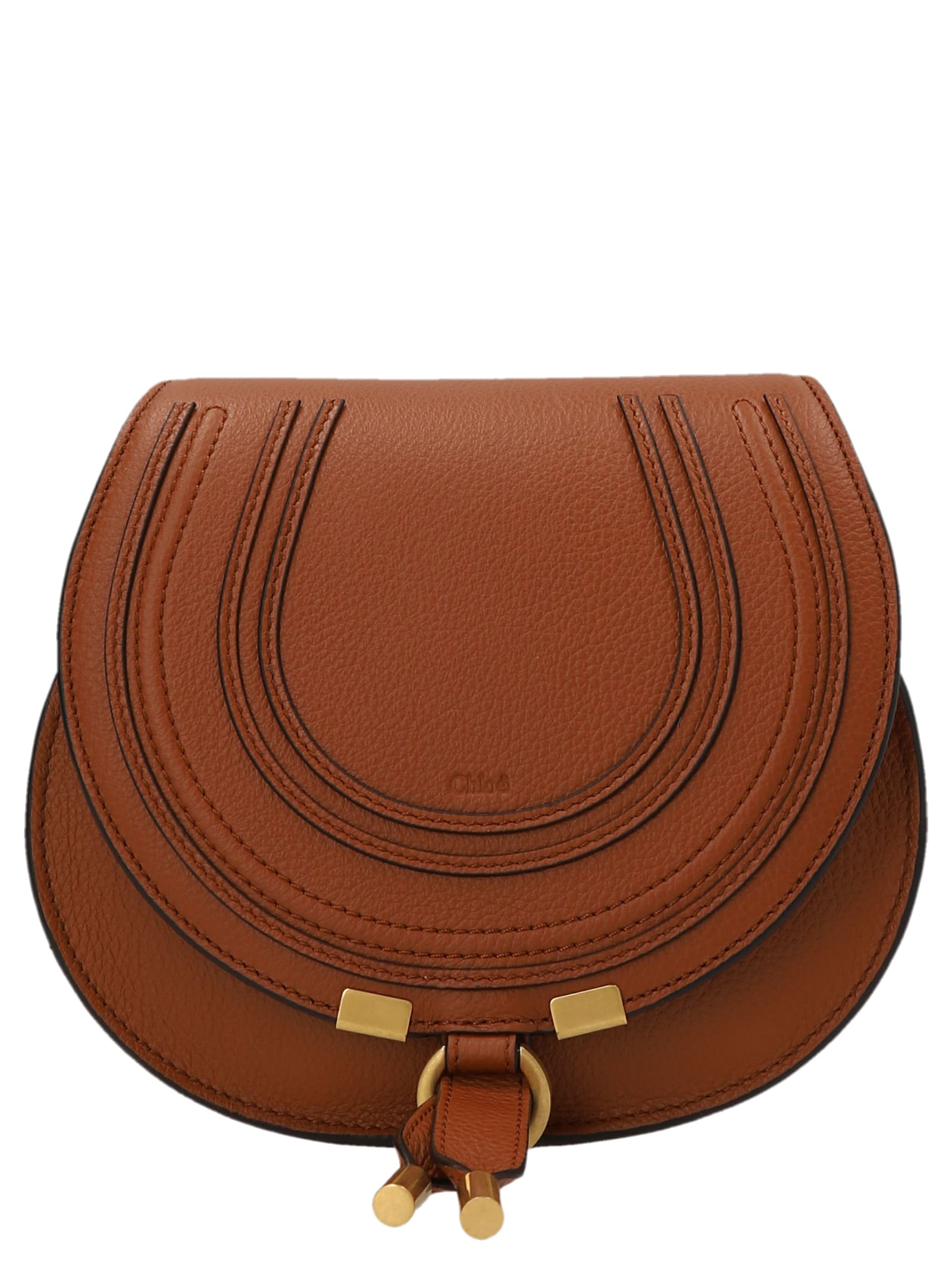 Shop Chloé Saddle Marcie Small Crossbody Bag In M Tan