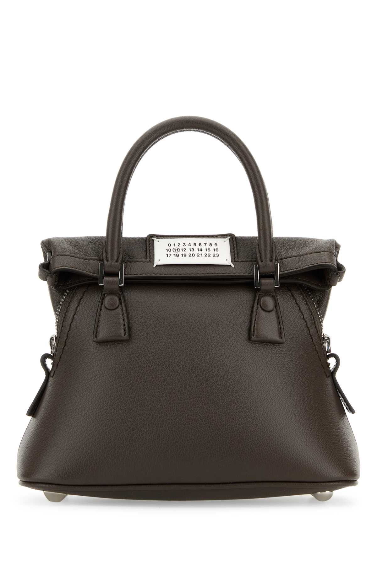 Shop Maison Margiela Brown Leather Micro 5ac Handbag In Elephant