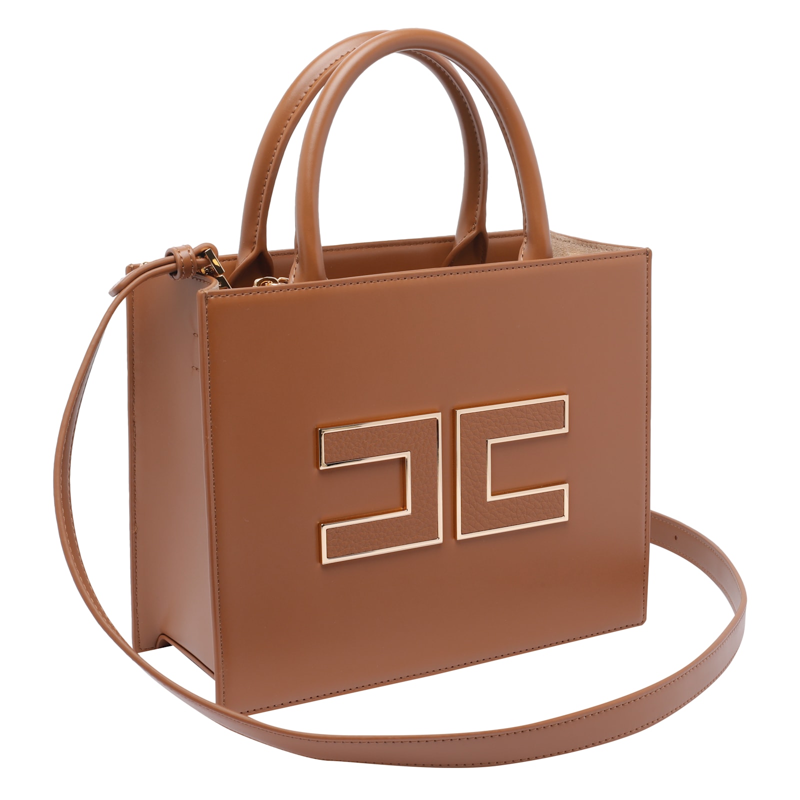 Elisabetta Franchi Borsa Tote Piccola Con Logo Marrone In Brown