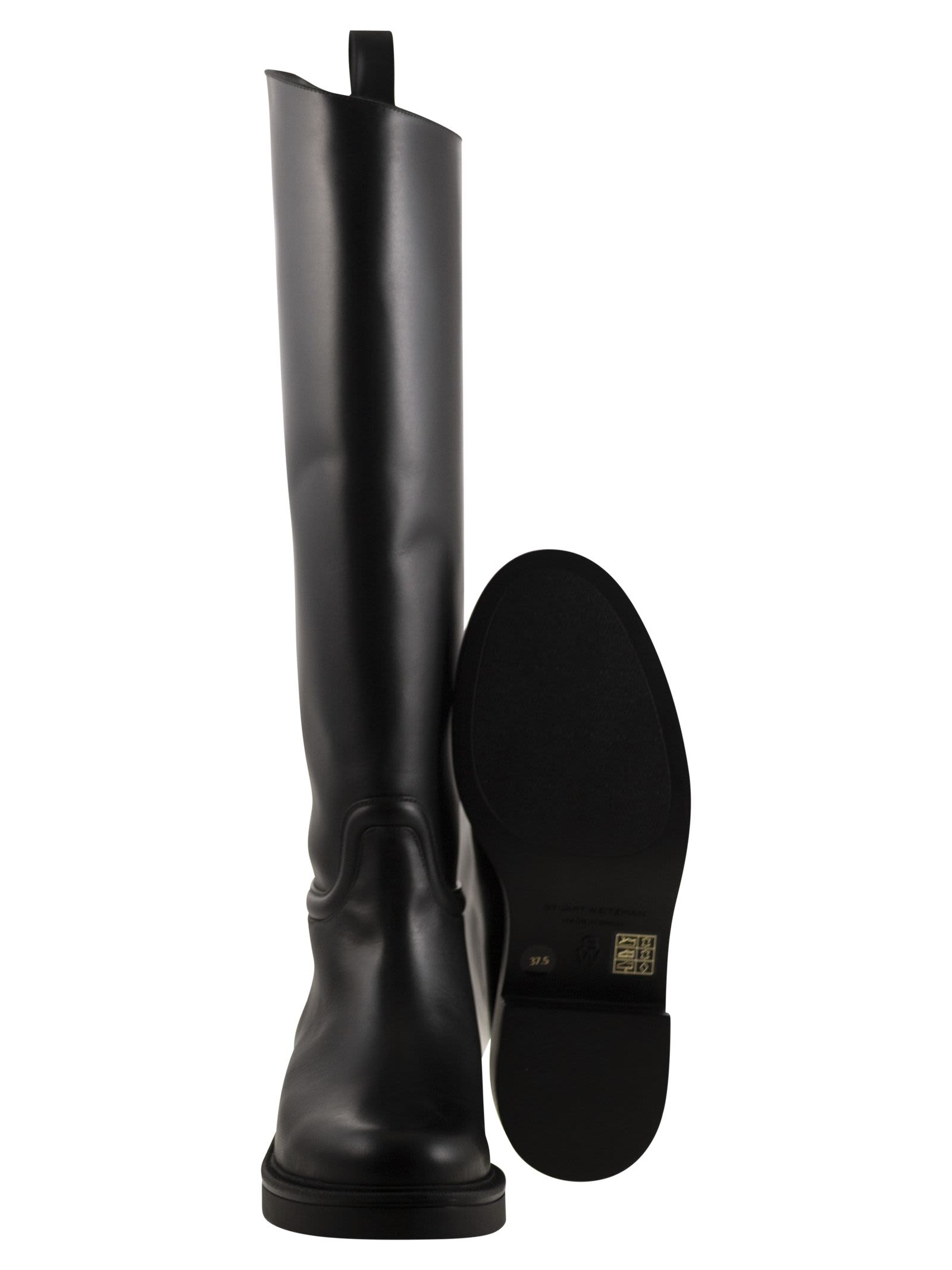 Stuart Weitzman Knee-high Block Heel Celia Leather Boots In Black