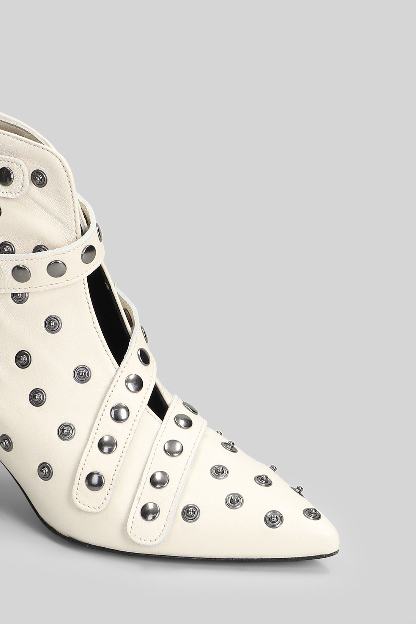 Alchimia High Heels Ankle Boots In White Leather In White