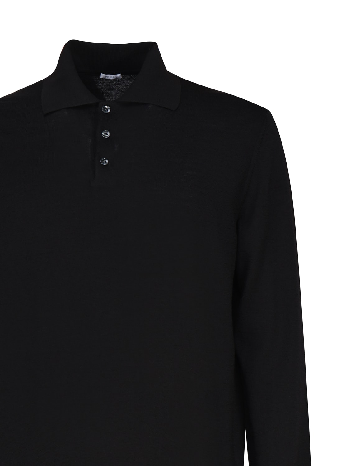 Shop Malo Long-sleeved Polo Shirt In Black