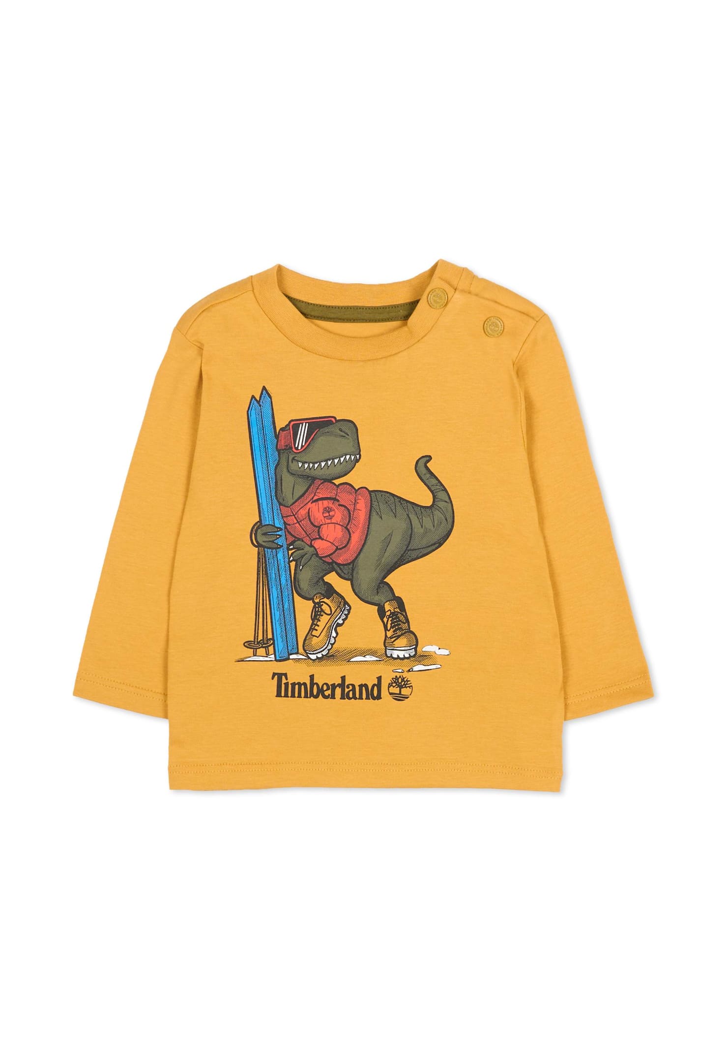 Timberland Yellow T-shirt For Baby Boy With Dinosaur In Yellow
