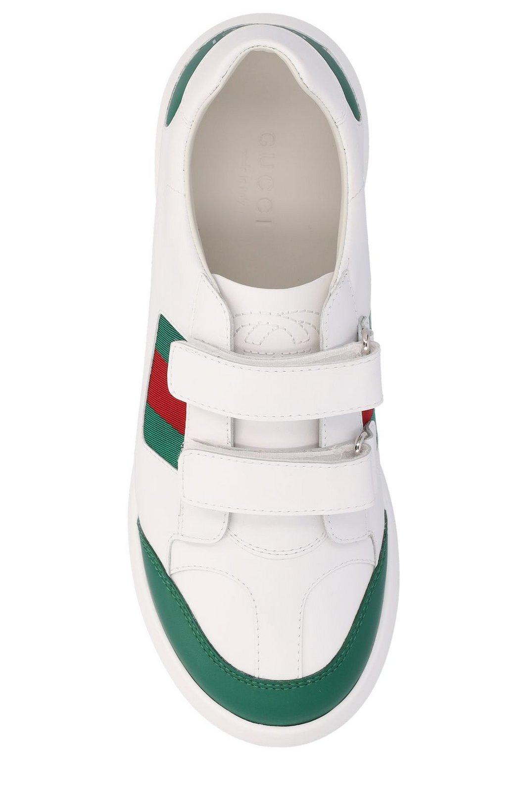 Shop Gucci Logo Printed Round Toe Sneakers In Multicolour