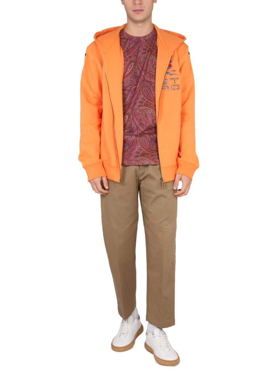 Shop Etro Zip Sweatshirt. In Orange