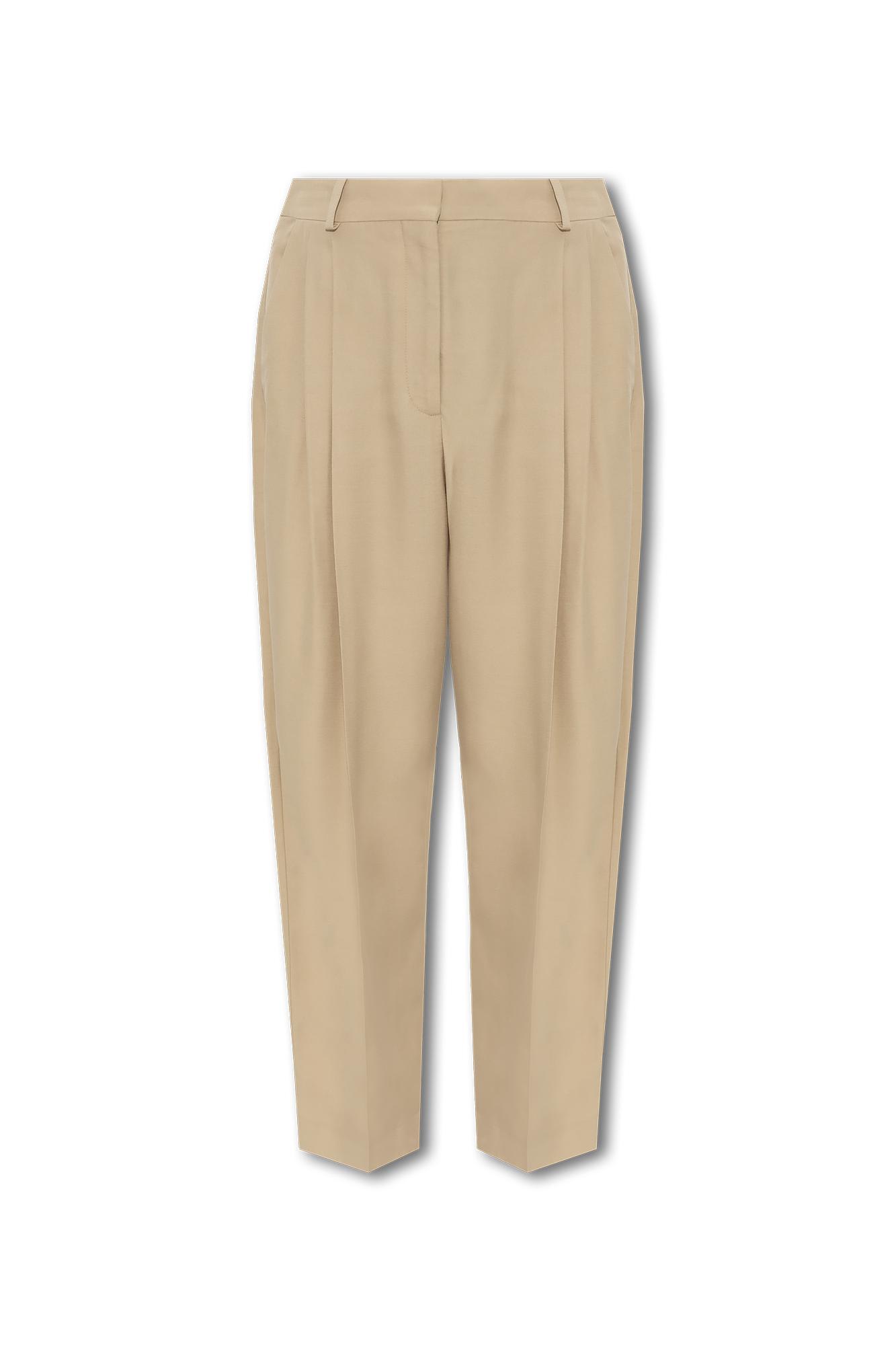 Shop Stella Mccartney Trousers With Pleats In Beige