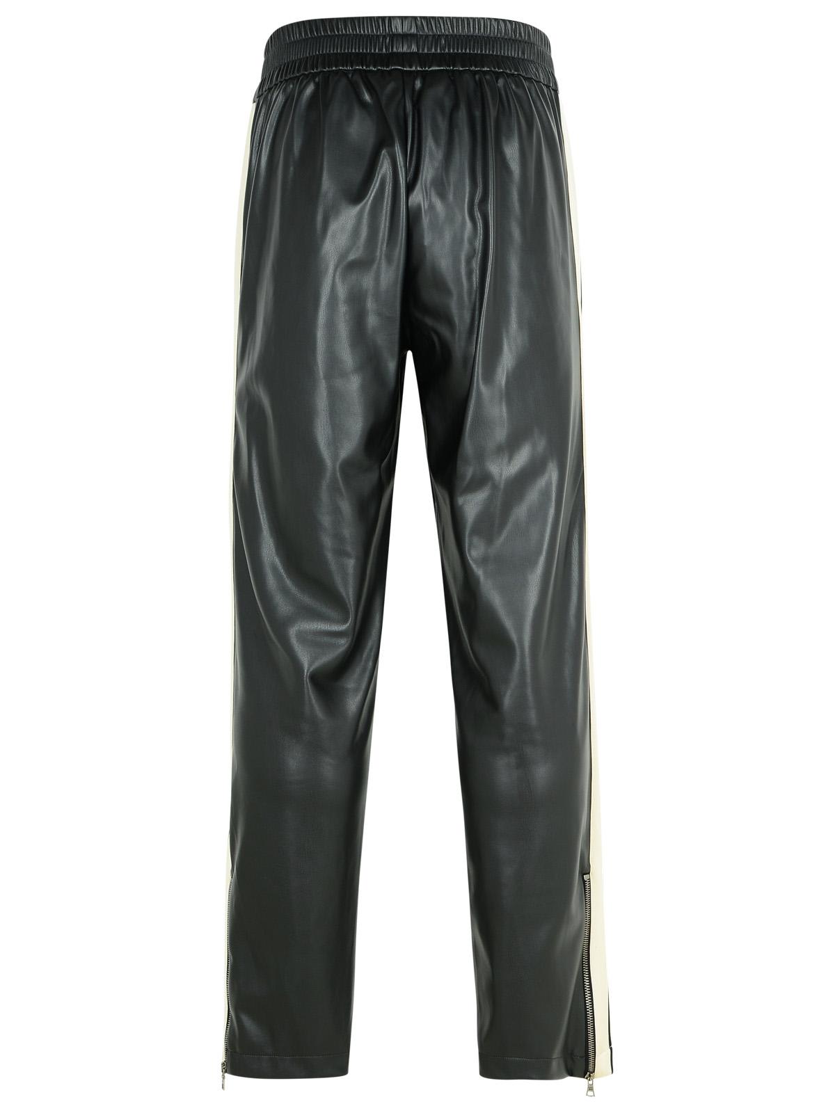 Shop Palm Angels Track Leather Black Polyester Blend Pants