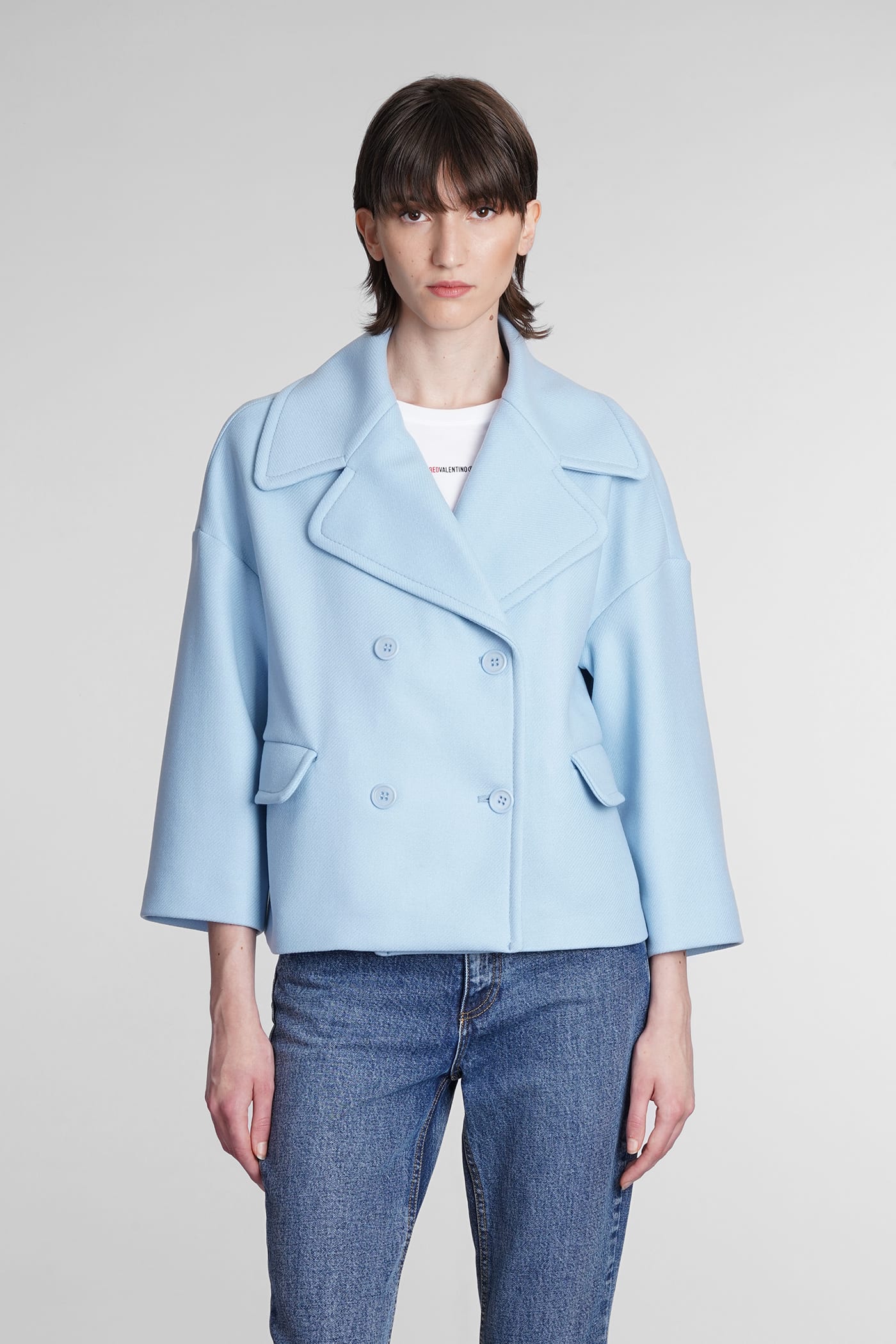 RED Valentino Coat In Cyan Wool