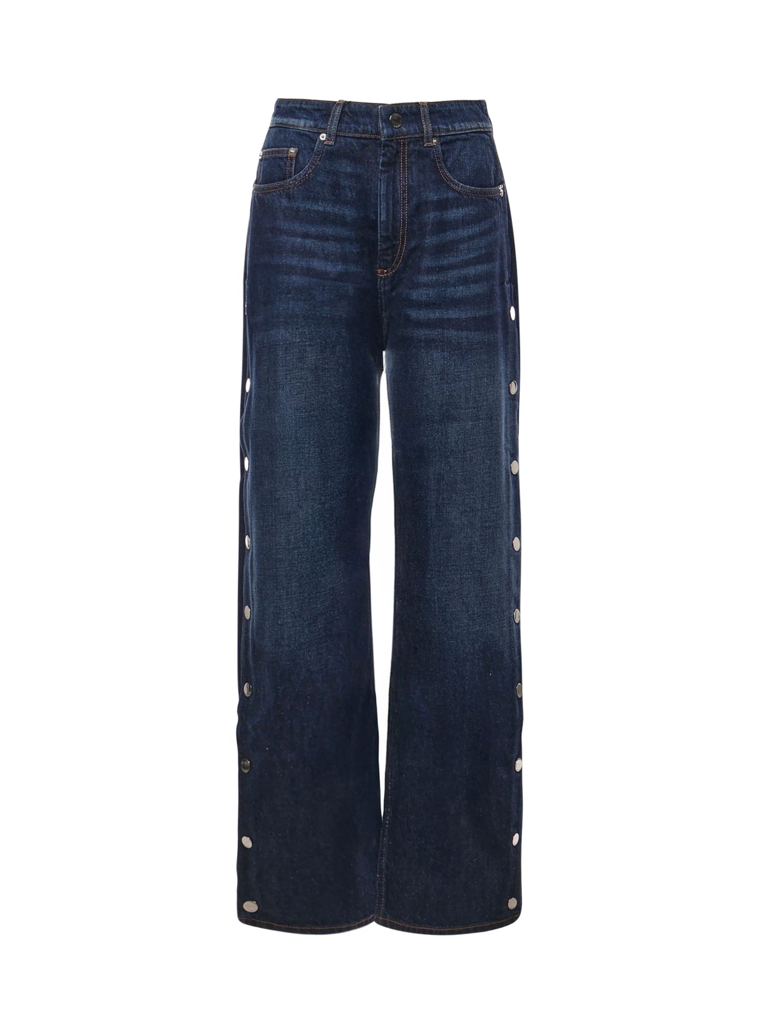 Sportmax Wide-leg Jeans With Buttons In Blue