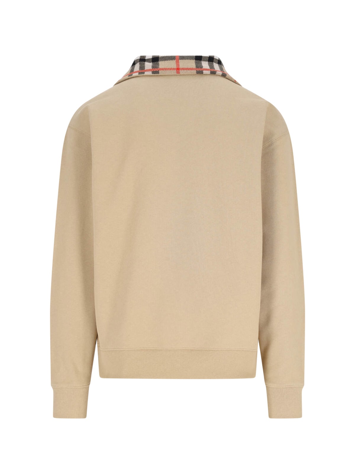 Burberry Beige Stripe Collar Half-zip Sweatshirt In Sand