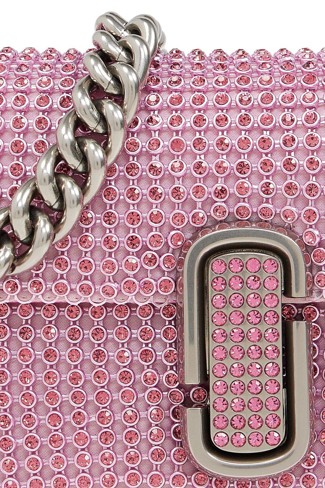 Shop Marc Jacobs Embellished The Mini Soft Shoulder Bag In Pink