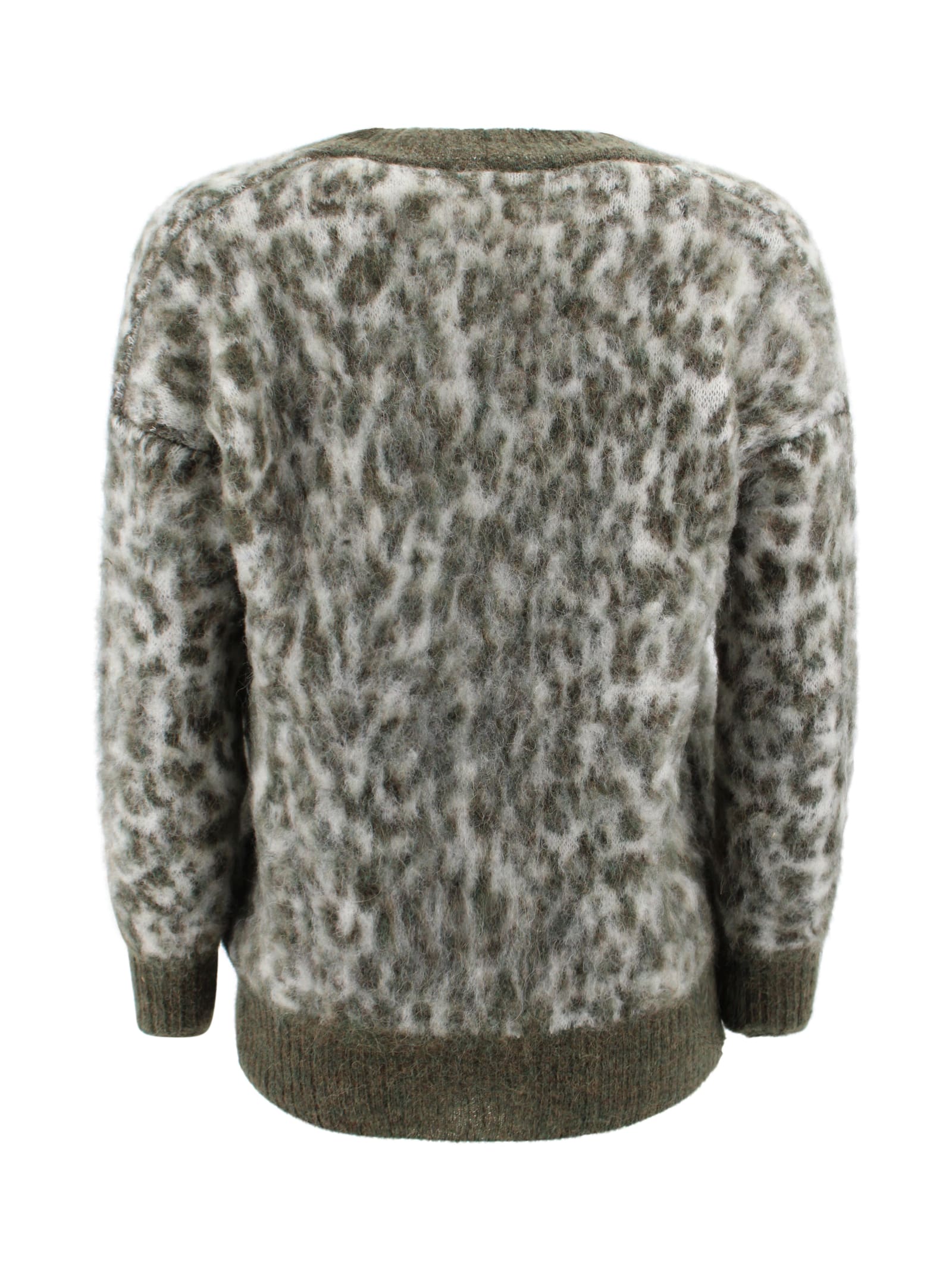D Exterior Animal Print Cardigan In Green