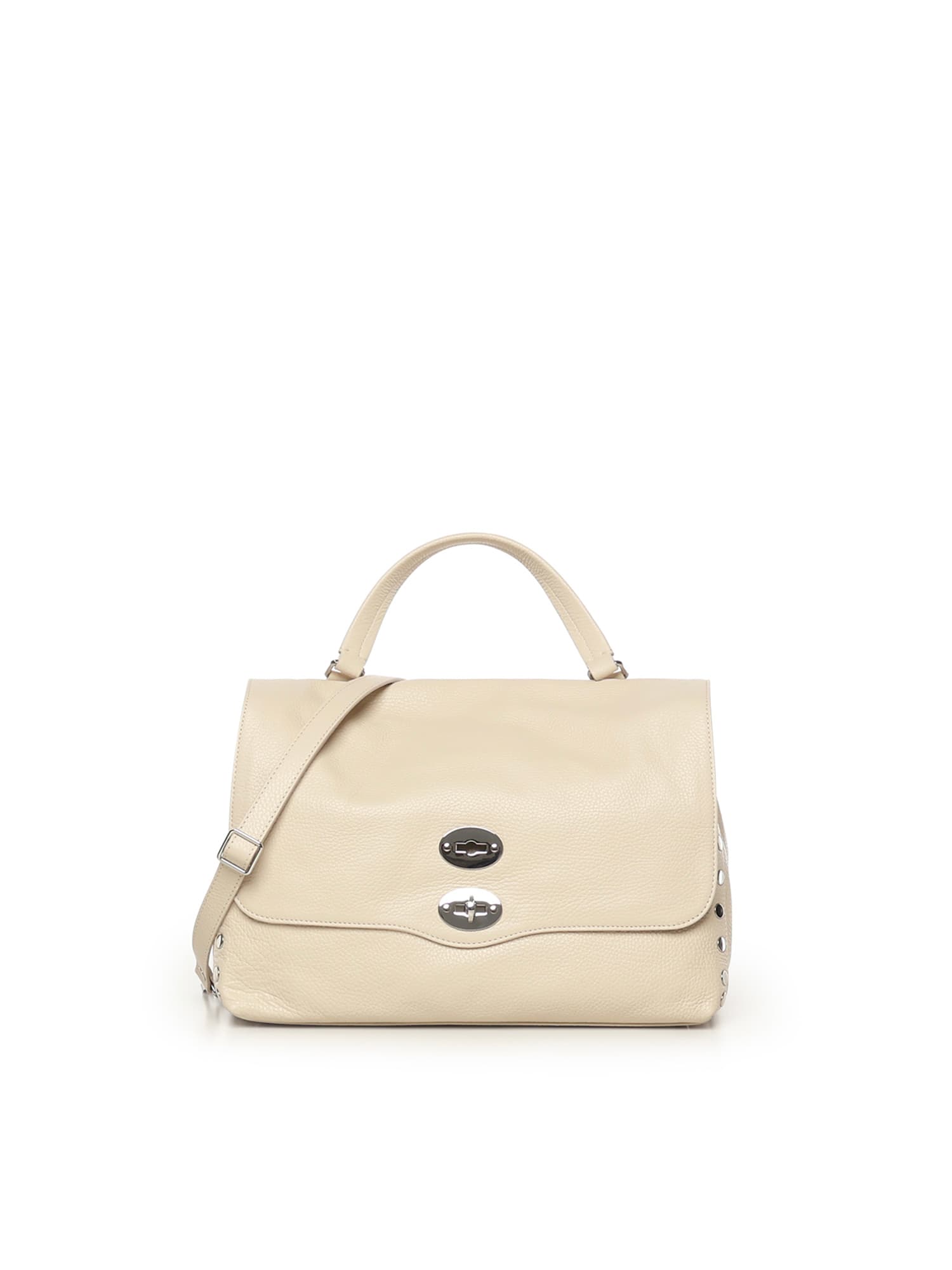 Zanellato Postina Studded Leather Shoulder Bag In Neutral