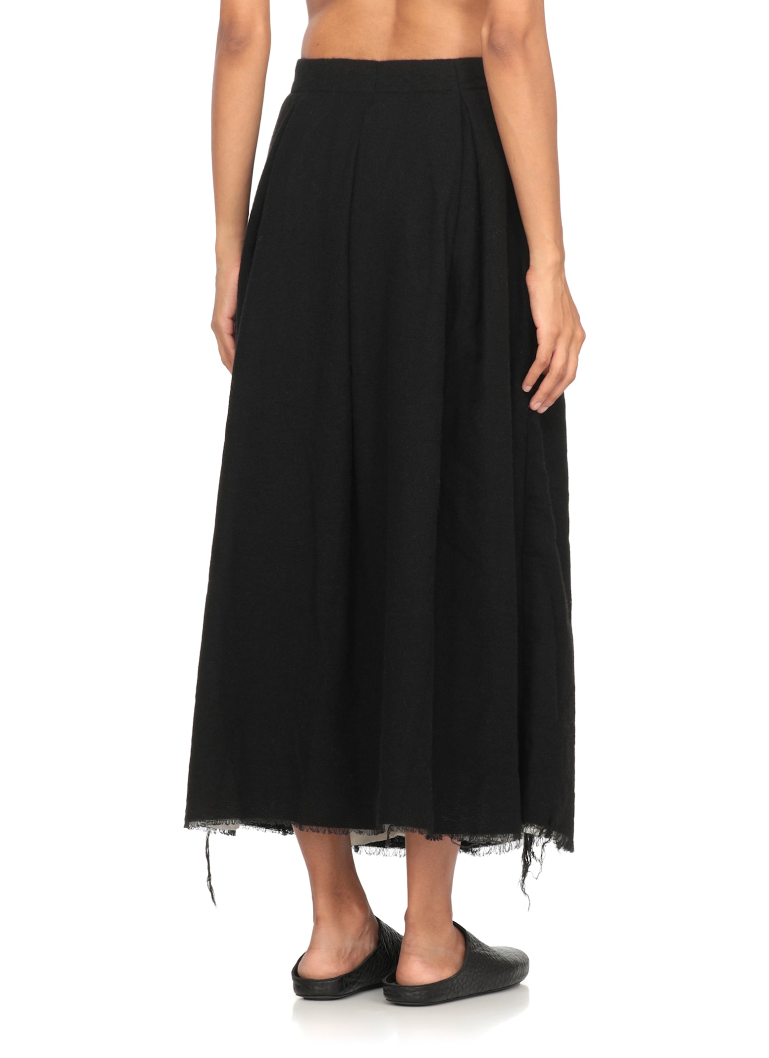 Uma Wang Midi Skirt With Pleats And Buttons In Black