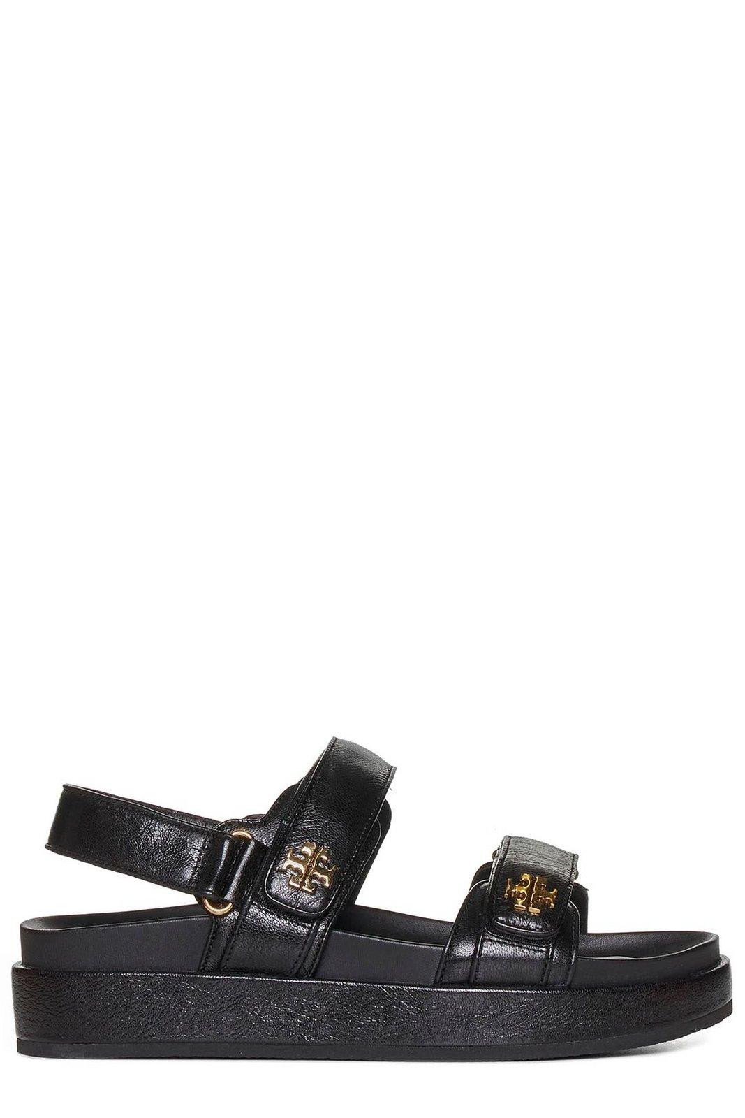 Shop Tory Burch Motif Logo Plaque Double Strapped Sandals In Black