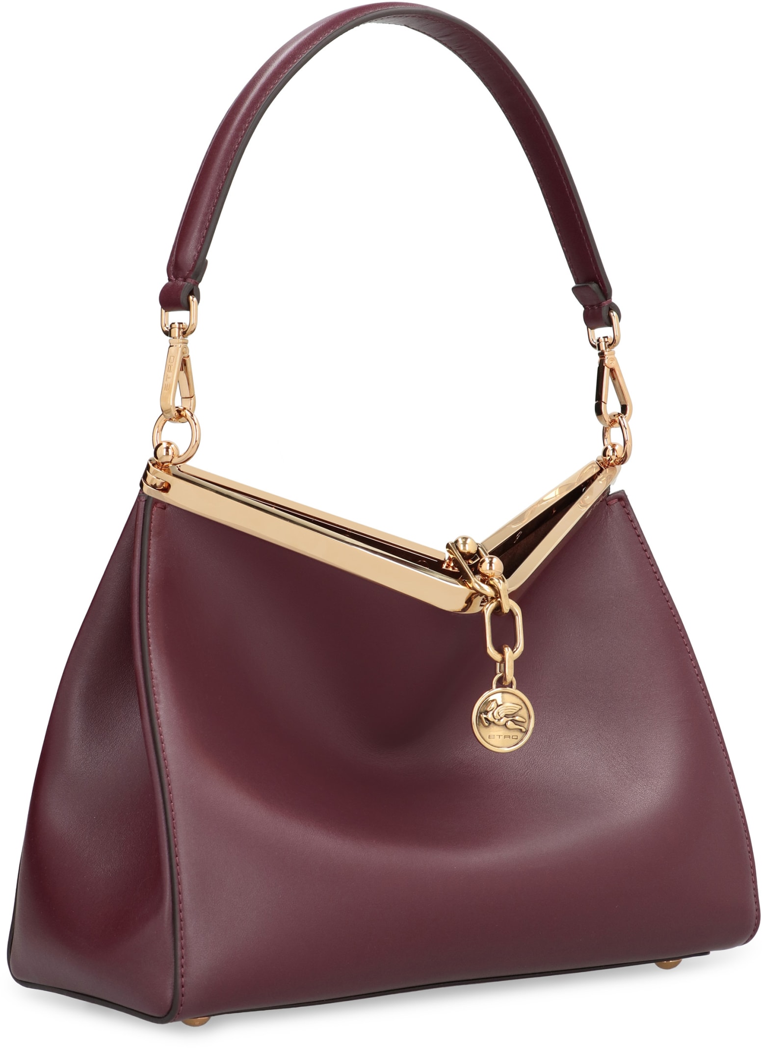 Shop Etro Vela Media Leather Shoulder Bag In Burgundy