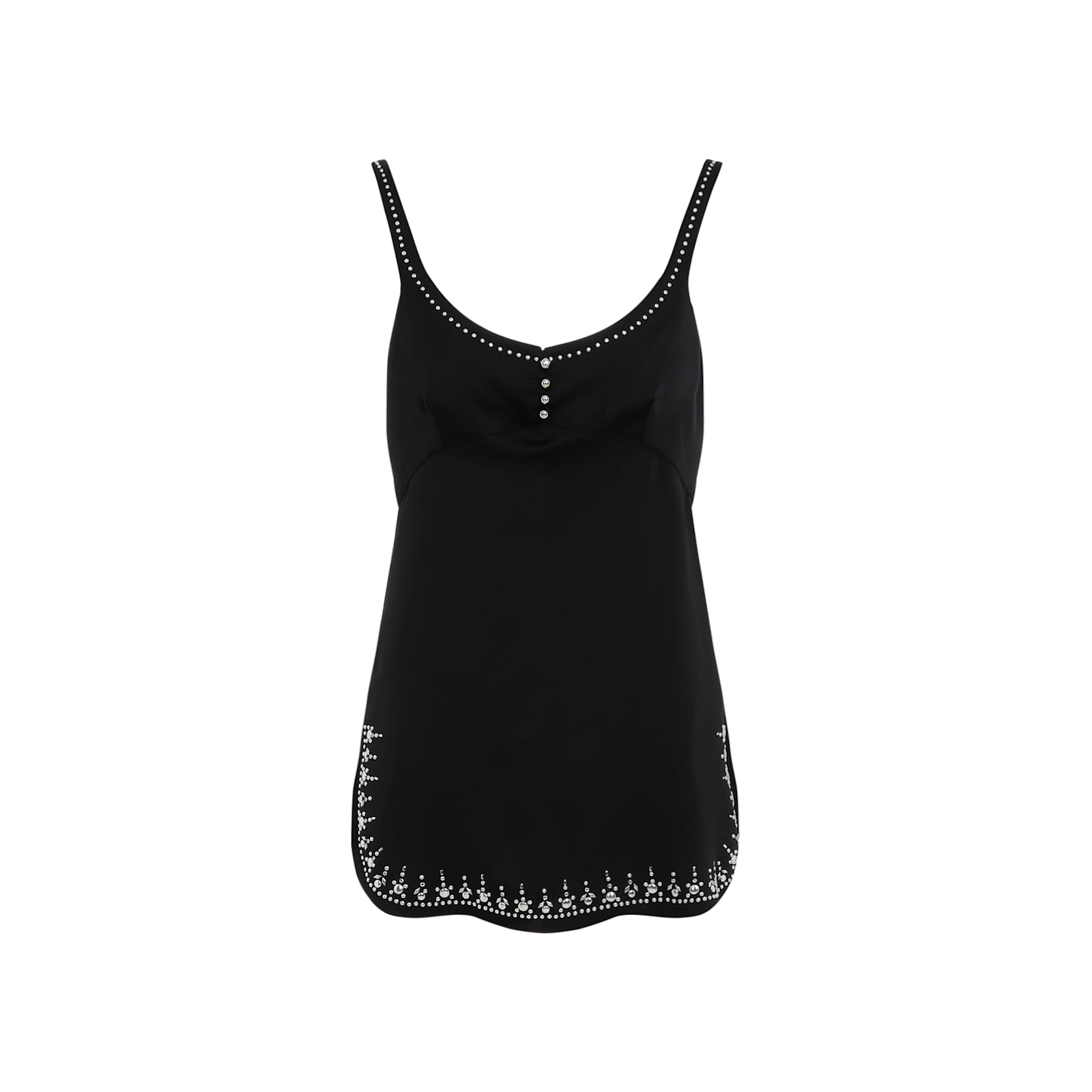 Rabanne Mini Dress With Asymmetric Hem And Silver-tone Studs In Black