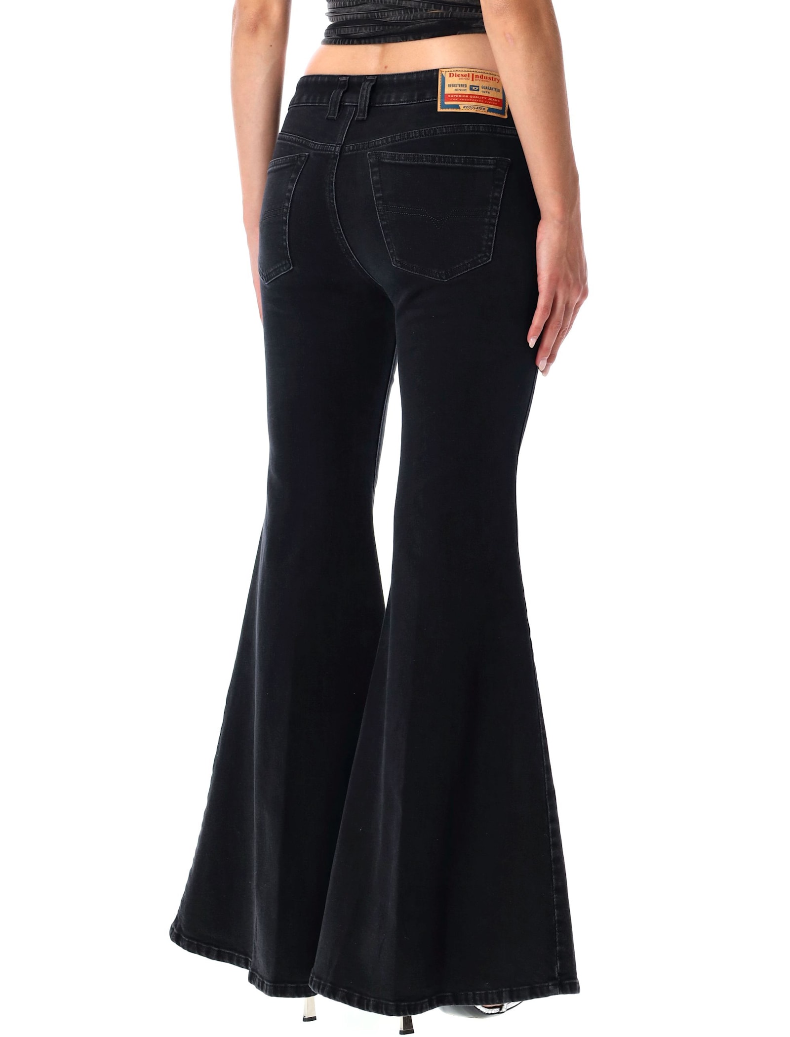 Diesel Black Low-rise Flared Jeans 1970 D-bleess In Black