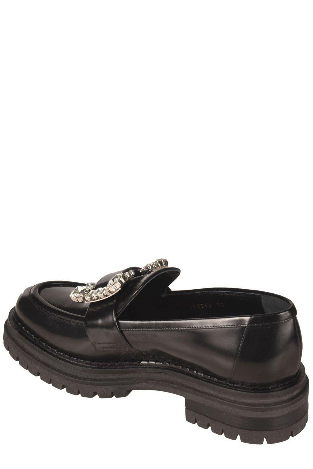 Shop Sergio Rossi Embellished Slip-on Loafers In Nero