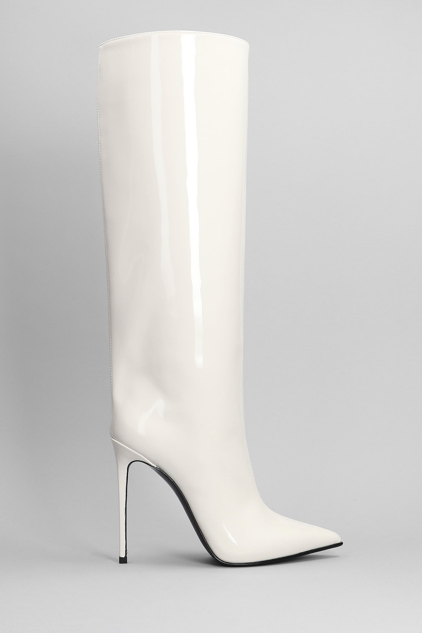 LE SILLA EVA 120 HIGH HEELS BOOTS IN BEIGE PATENT LEATHER