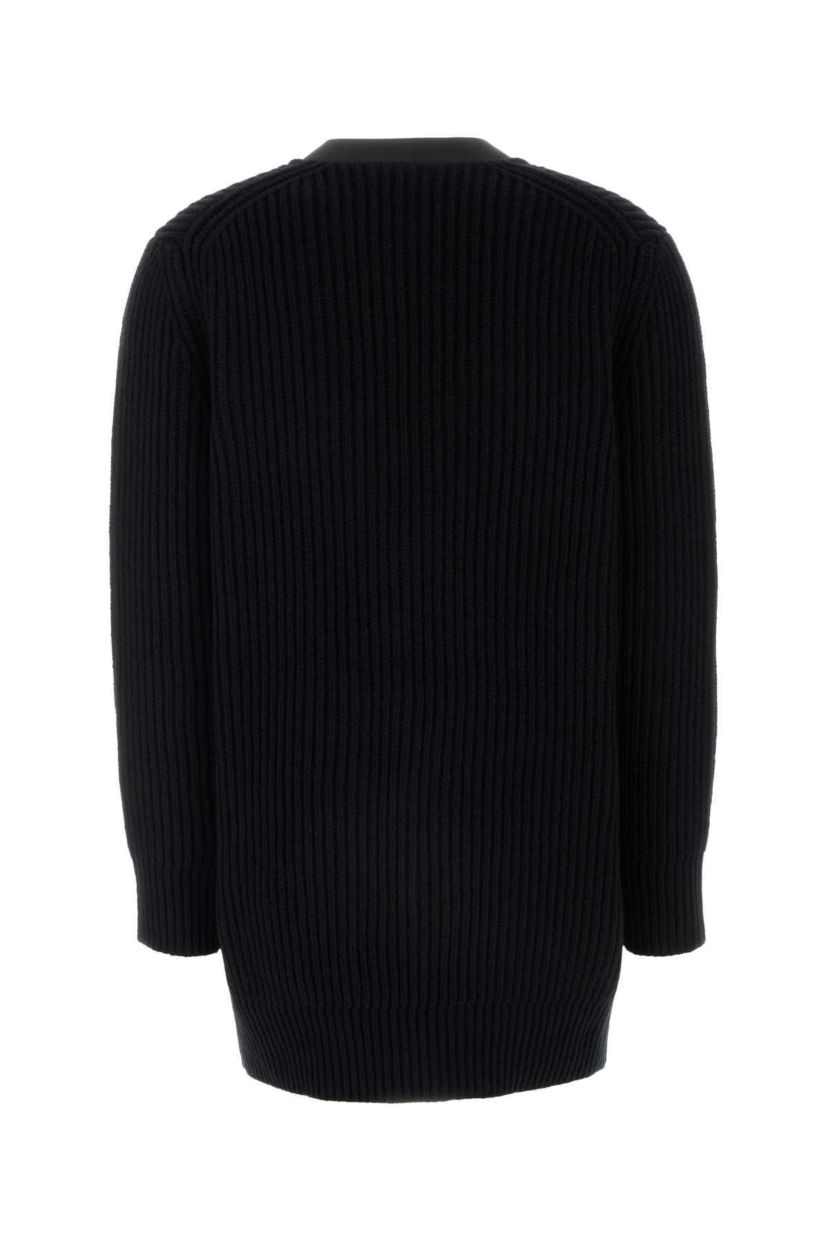 Ferragamo Black Wool Cardigan In Nero