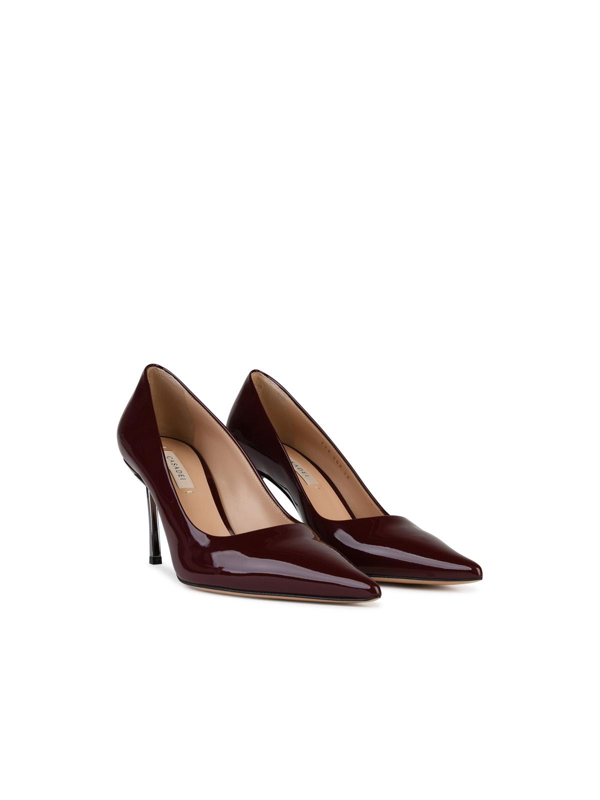 Shop Casadei Superblade Burgundy Shiny Leather Pumps In Bordeaux