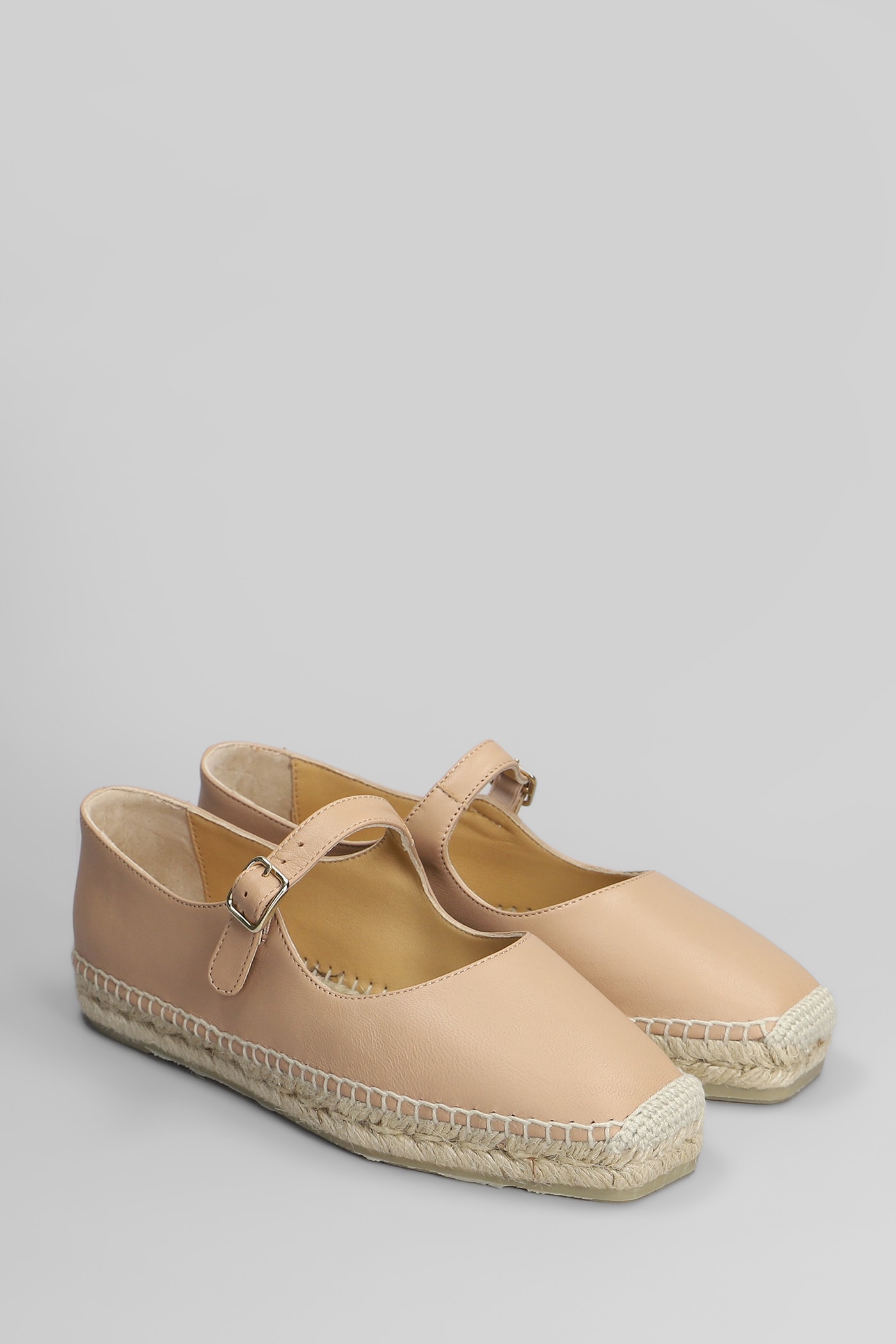 Castaã±er Pepa Leather Espadrilles In Powder