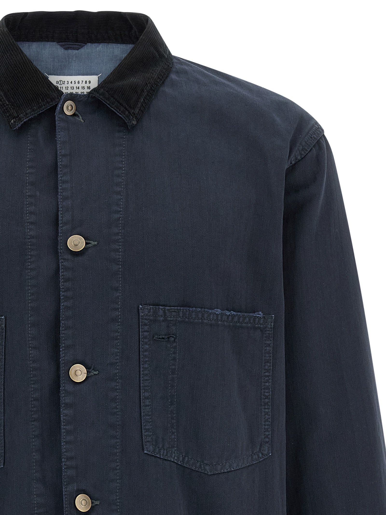 Maison Margiela Tailored Sports Jacket With Collar And Long Sleeves In Blue
