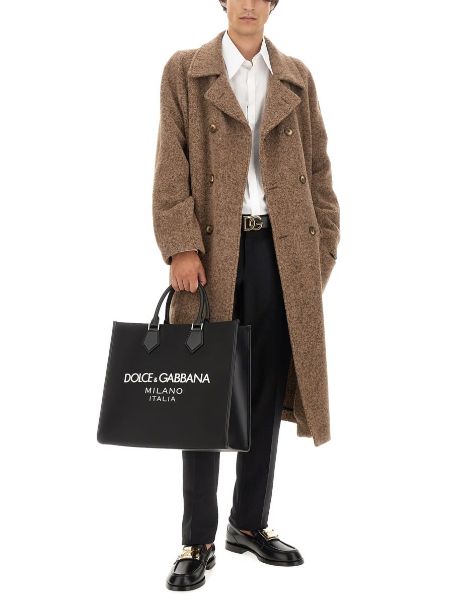 Shop Dolce & Gabbana Double-breasted Coat In Brown