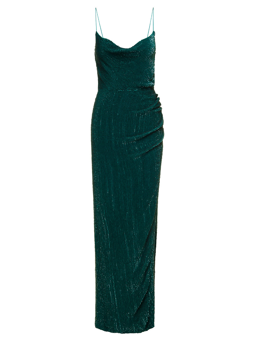 RETROFÉTE KATYA LONG GREEN DRESS WITH ALL-OVER PAILLETTES IN VISCOSE WOMAN RETROFETE