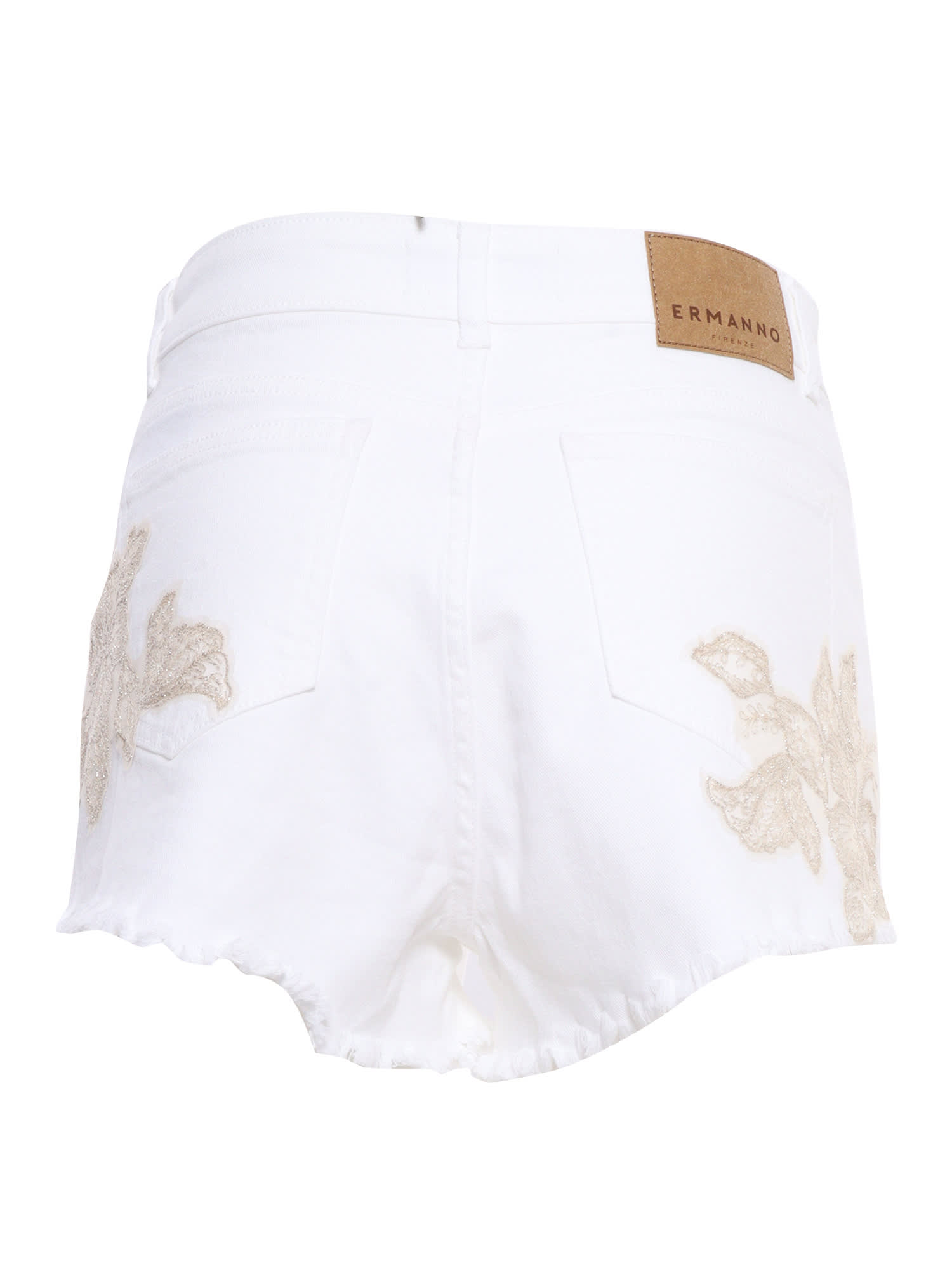 Shop Ermanno Ermanno Scervino White Shorts With Rhinestones