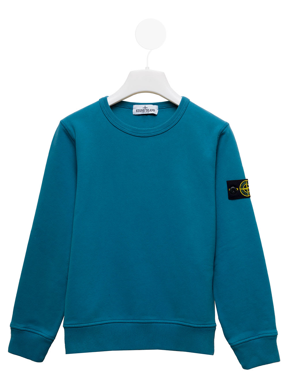 Stone Island Junior Light Blue Cotton Sweater With Logo Stone Island Kids Boy