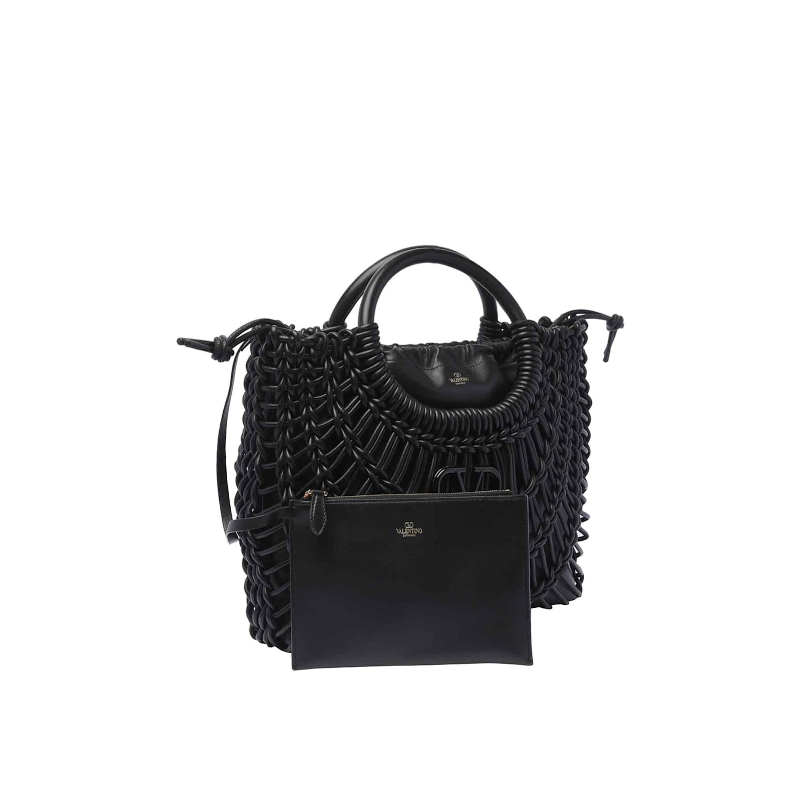 Shop Valentino Garavani Allknots Logo Plaque Tote Bag In Black